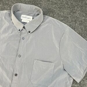 Mizzen Main Shirt Mens 2XL Trim Fit Blue Leeward Polka Dot Short Sleeve XXL